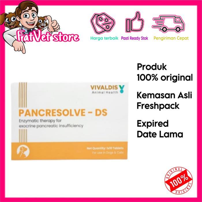 Pancresolve Ds Double Strength Dosis 2 Kali Lebih Besar Enzym Pencernaan Hewan 10Tabs/Strip New