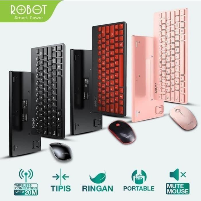 Baru Robot Km3000 Keyboard Mini Wireless Portable + Mouse - Robot Km 3000