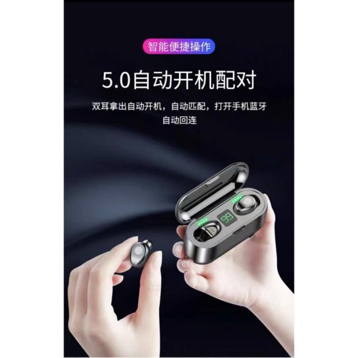Headset Bluetooth TWS F9 Handsfree Earphone Wireless Airbuds TWINS