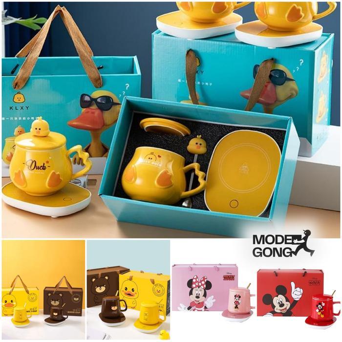 READY Gelas Mug Keramik Satu Set / Mug Pemanas / Mug Elektrik Mug Set