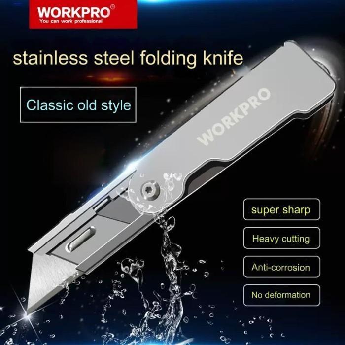 Terlaris WORKPRO W011020 Pisau Lipat Mini Cutter Folding knife stainless SALE