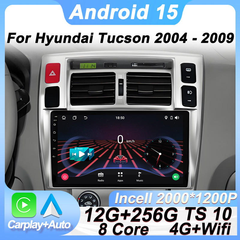 Android 15 Car Radio Player For Hyundai Tucson 2004 - 2009 Touch Screen Navigation GPS Bluetooth