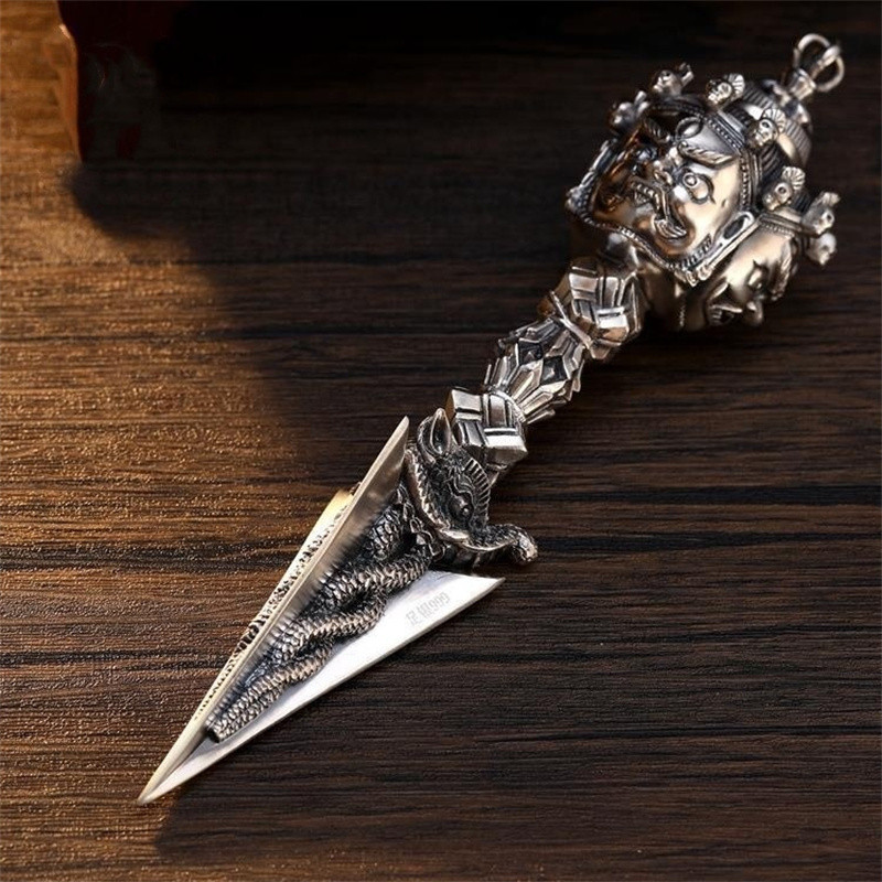 Blessing Acala Buddha Pendant Necklace For Men Jewelry Vintage Vajra Pestle Necklace Male Choker