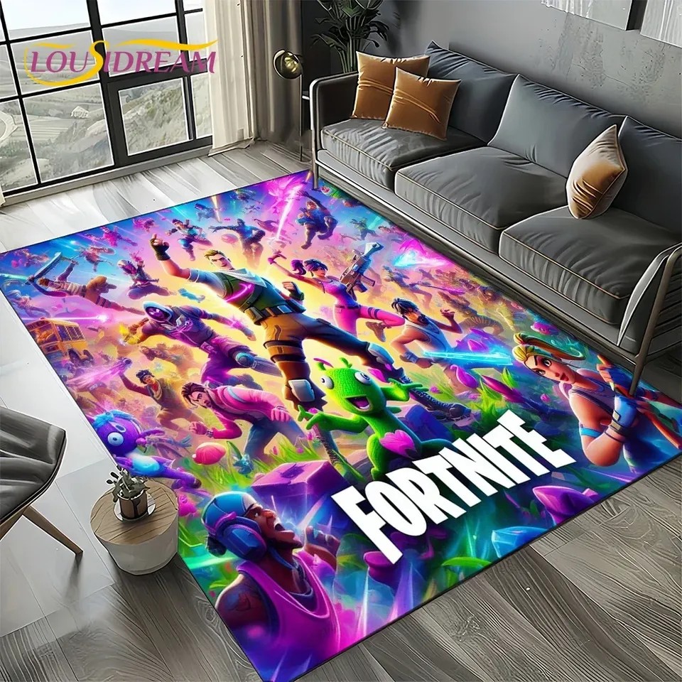 3D Tikir Tanah 3D RUG Permainan F-Fortnite Karakter Kartun Karpet Karpet untuk Ruang Tamu Rumah Deko
