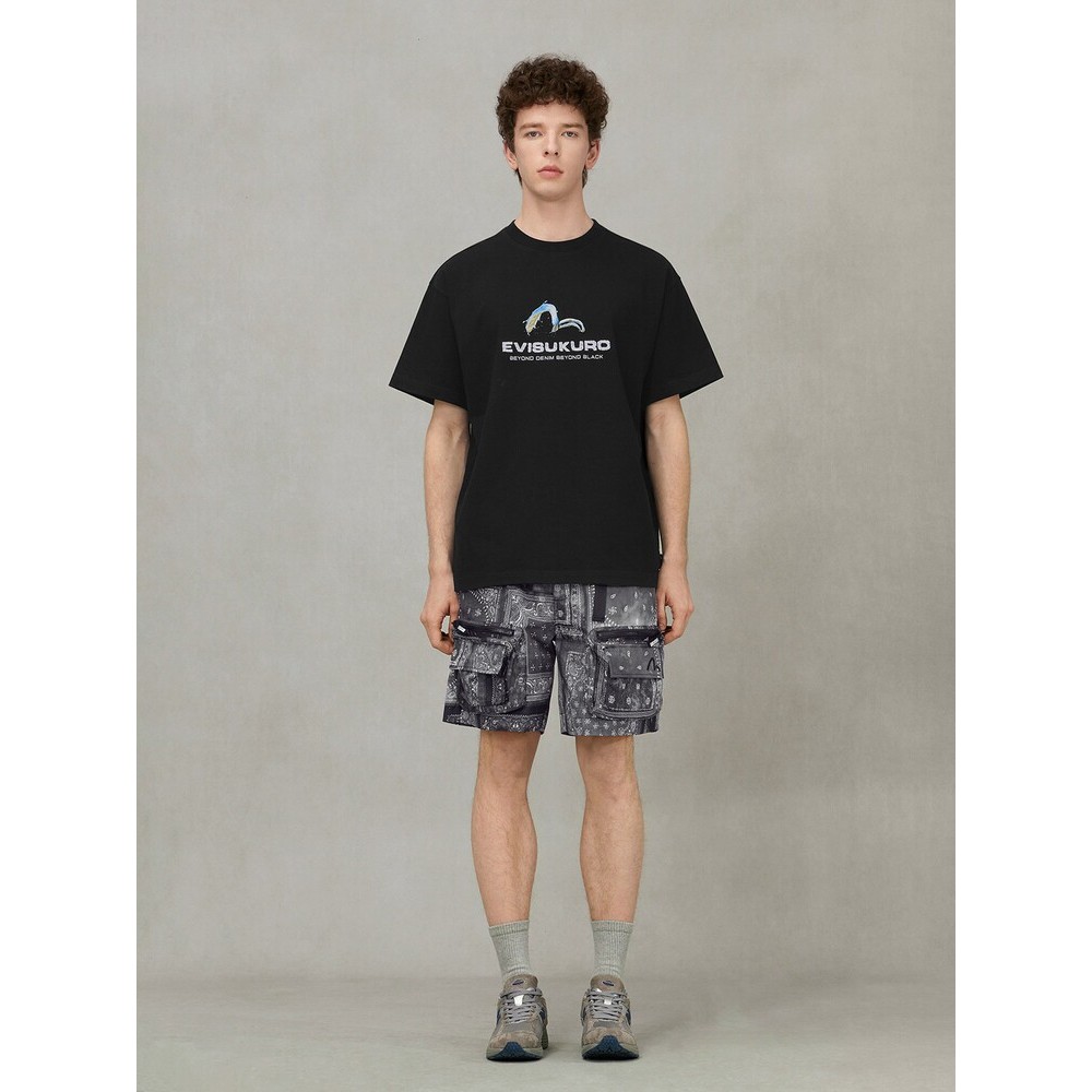 EVISU KURO Kaos Lengan Pendek Gambar Camar Pria