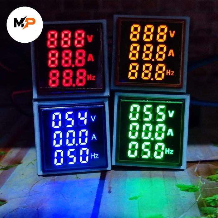 Pilot lamp lampu indikator panel voltmeter amperemeter volt ampere hz meter V+A+HZ