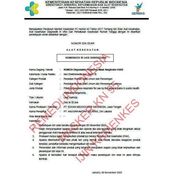 Remedi Masker Kn95 5Ply Leaf Steril