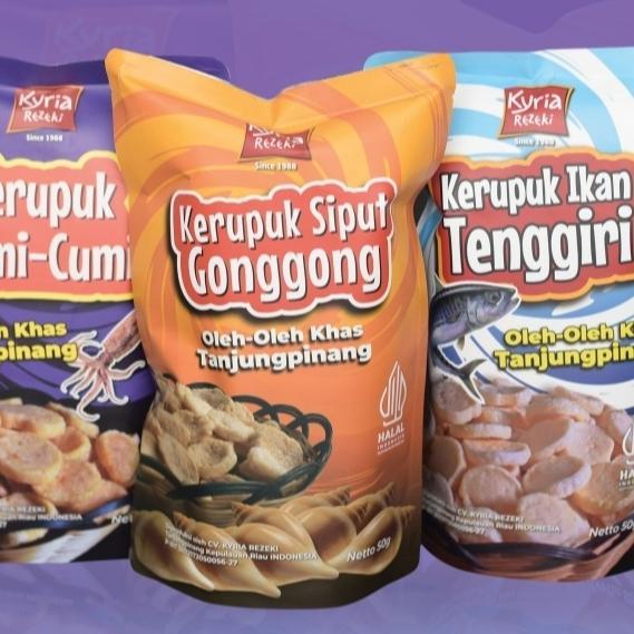TERMURAH Kerupuk Cumi, Kerupung Siput Gonggong, Kerupik Ikan Tenggiri, Kerupuk Siput Range 50gr