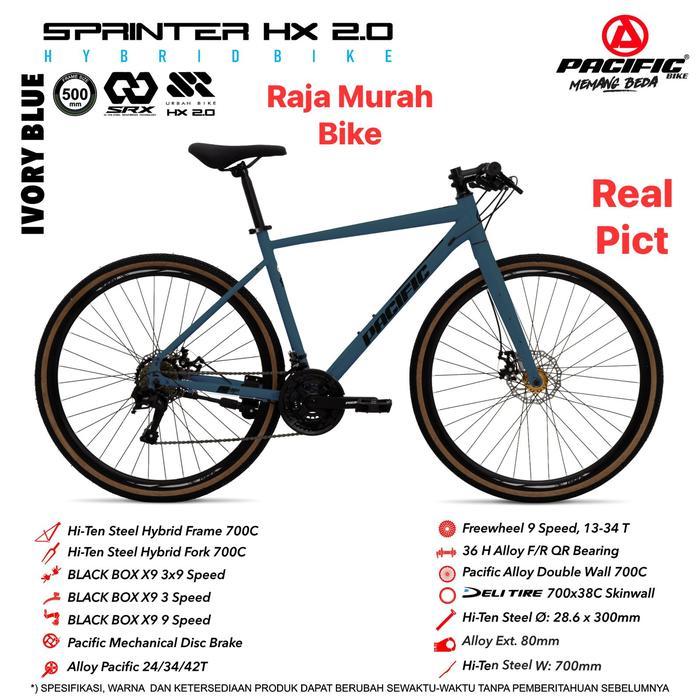 Sepeda Gunung Hybrid Pacific Sprinter HX 2.0 700C Sepeda Roadbike Pacific Sprinter HX 2.0 3x9 Speed 