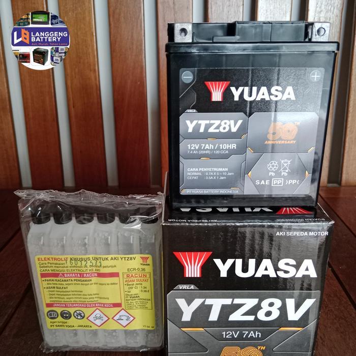 TERLARIS AKI MOTOR YUASA YTZ8V 12volt 7.4 ah AKI KERING