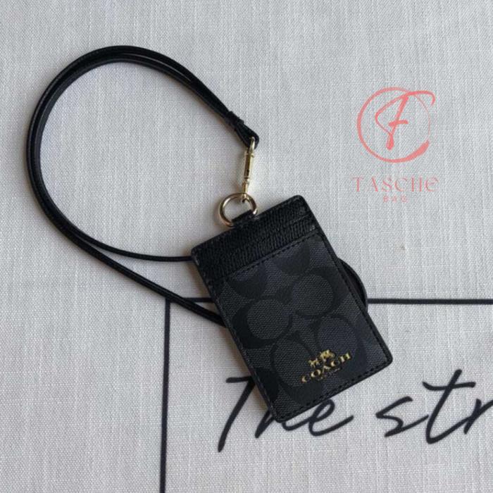 Coach Lanyard Pemegang Kartu Id/Name Tag Diy Lanyard Black 65573 Pasti Promo