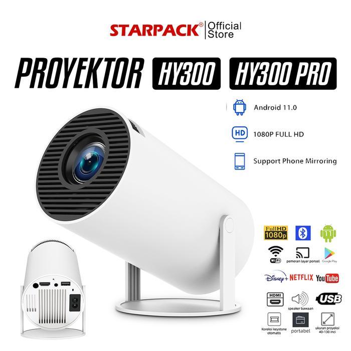 Smart Proyektor Android 11.0 HY300 4K UHD 1080P WiFi6.0 + HDMI IN