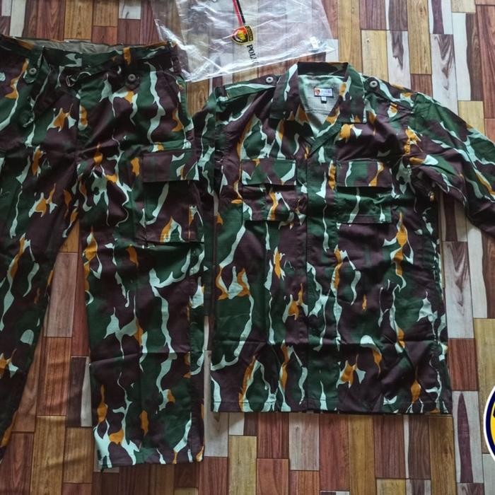 Baju Pdl Loreng Brimob Setelan Jatah Pembagian Cap Teratai Biasa Alvershop_TG