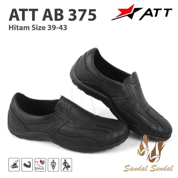 Sepatu Pantofel Kerja Karet ATT AB 375 Hitam Flat Shoes Pria