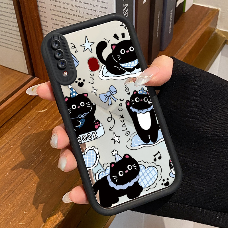 Casing Hp Samsung Galaxy A20s Case Casing Kucing Hitam HP pola Kesing Kasing cermin Cesing Silikon S