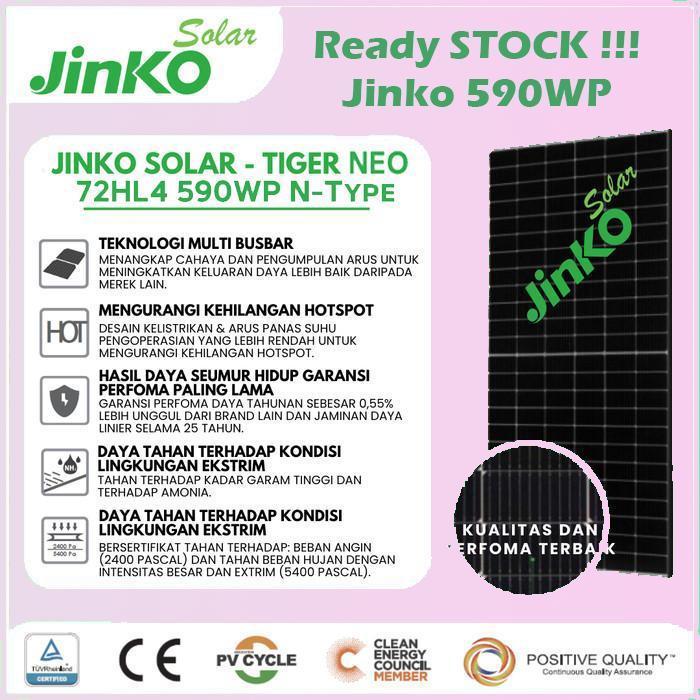 Jinko Solar Cell / Panel Surya 590WP SNI Mono Bukan Trina Longi