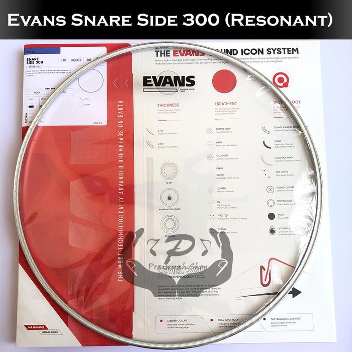 Head Drum Evans Snare Side 300 14 Inch (Head Snare Bawah Resonant)