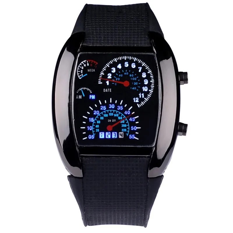 Fashion Car Binary Watch Men Led Digital Watches Multi-function Electronic Wristwatches Men