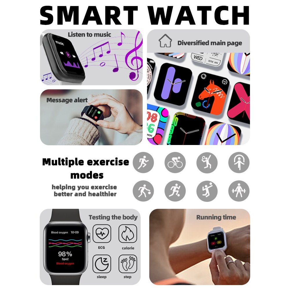 Smart Watch I8 Pro Max Answer Call Sport Fitness Tracker Custom Dial Smartwatch Men Women Gift For  