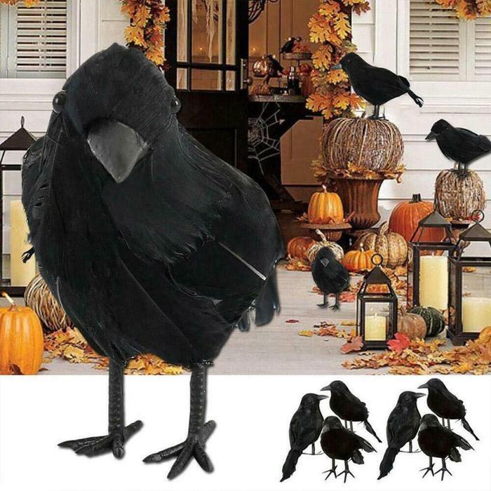 Burung Gagak Hitam Palsu Dekorasi Hiasan Halloween Crow Bird