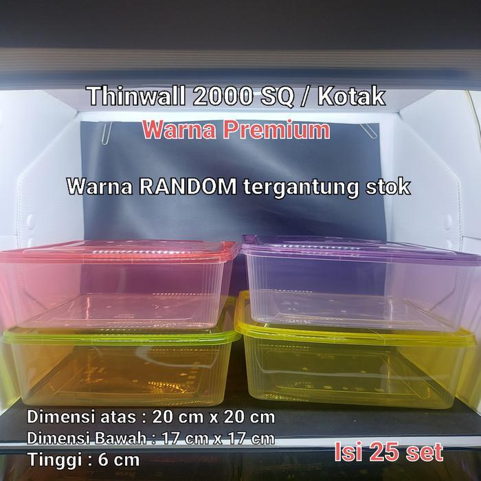 Thinwall / Kotak Makan / 2000 ml SQ Warna Premium isi 25 set