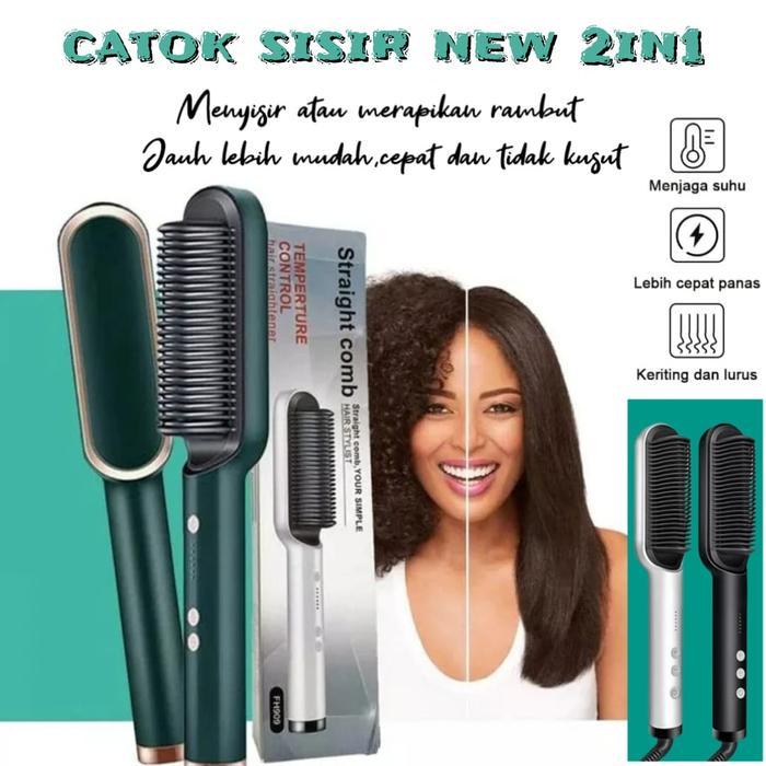NEW SISIR CATOK Pelurus Rambut 2in1 / Catok Keriting Lurus / Sisir Pelurus Rambut
