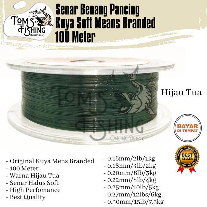 Senar Pancing Kuya Mens Branded 100 Meter (0.16Mm - 0.35Mm) Hijau Tua Original - Toms Fishing