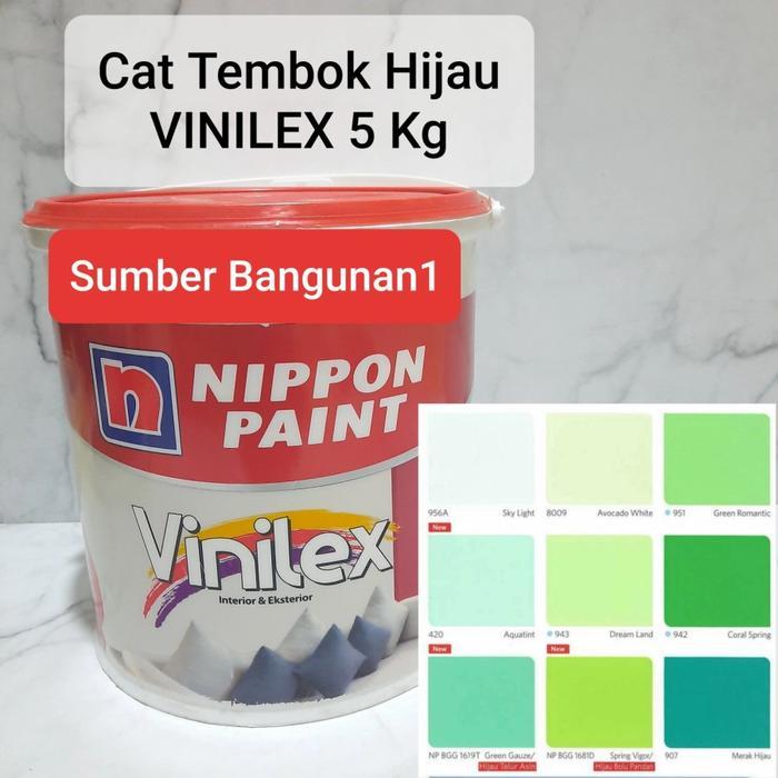 Cat Tembok Vinilex Bunga 5Kg Hijau Tua Muda Bolu Pandan Nippon Paint