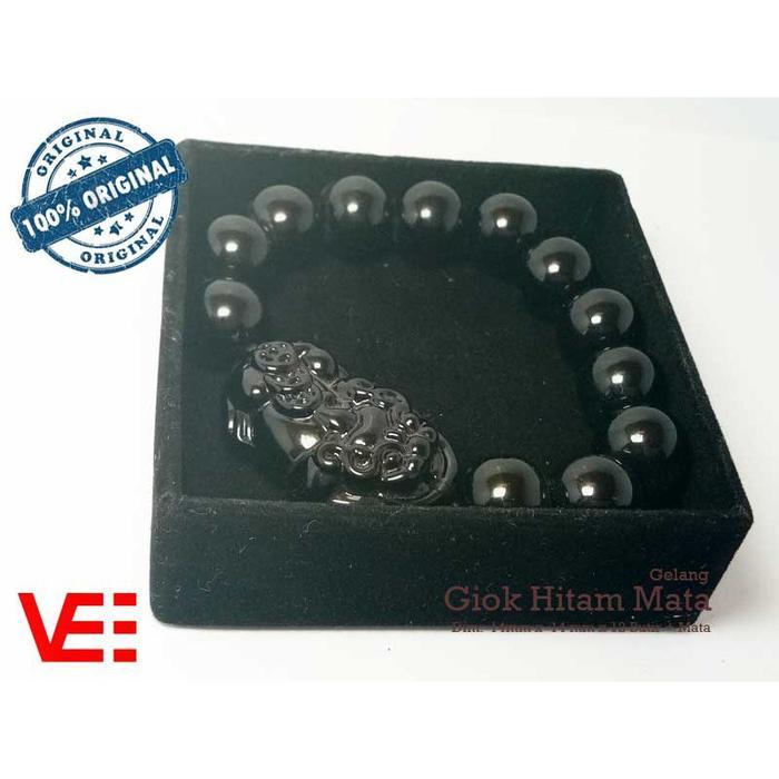 ys4k- Vee Gelang Kesehatan Black Jade - Giok Hitam Mata Penghubung