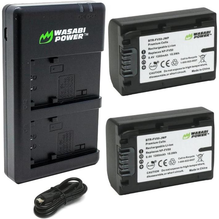 Wasabi Power Battery & Charger for Sony NP-FV50 NP-FV40 NP-FV30 NPFV50 NPFV40 NPFV30 NP FV50 FV40
