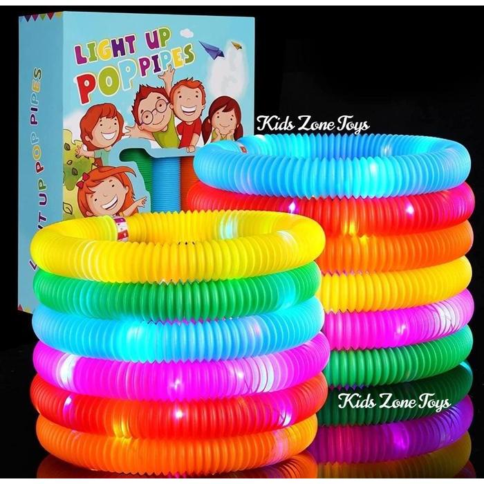 Mainan Viral Light Up Pop Tubes Pop Pipes / LED Pop Fidget Tubes Senso