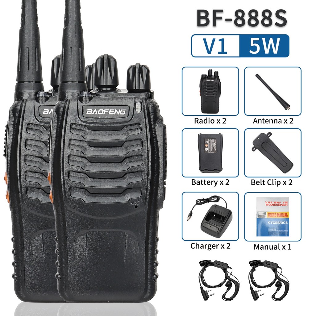 ht jarak jauh 15 km HT BF-888S / BF888s Walkie Talkie Walky Talky Handy Talky - Hitam bestseller ber