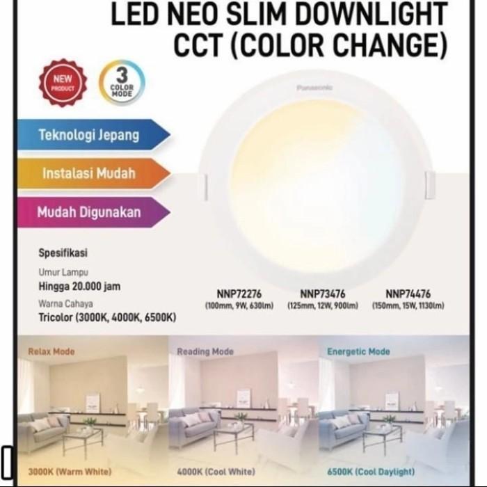 Paling Berkualitas Downlight Led 12 Watt - Led Panel 12Watt Tricolor Panasonic Neo Cct Terlariss 