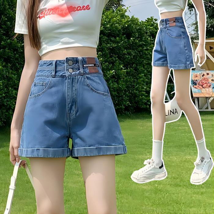 elsi- Celana Jeans Pendek Wanita Hot Pants Wanita Jumbo Short Pants Hitam Highwaist Celana