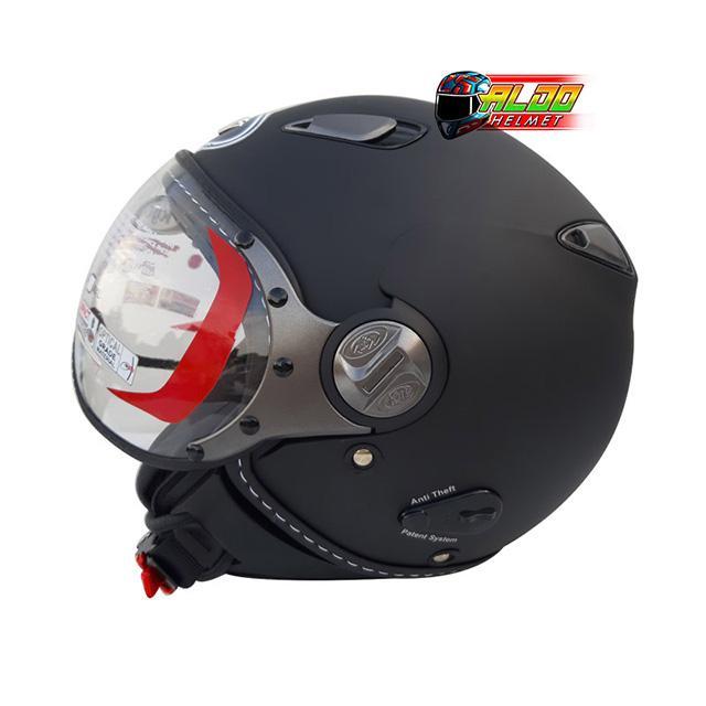 HELM KYT ELSICO SOLID BLACK DOFF #HELM KYT HALF FACE #KYT RETRO #HELM CEWEK COWOK - M
