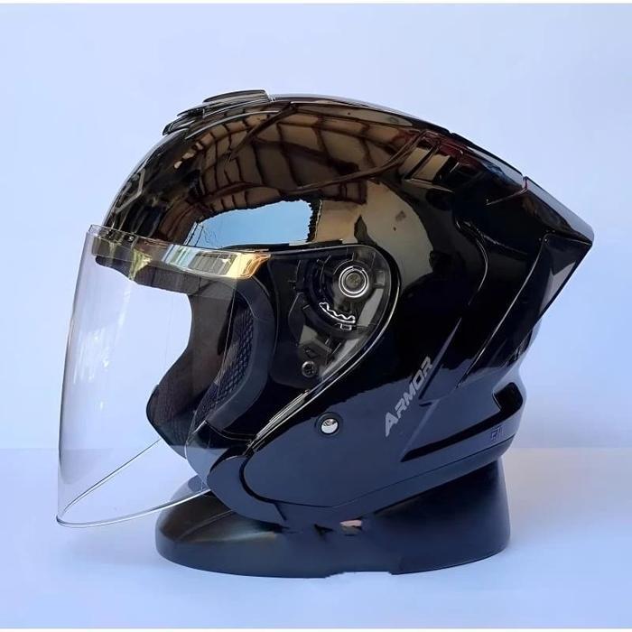 HELM JS ARMOR PAKET GANTENG 100% - BLACK GLOS, M