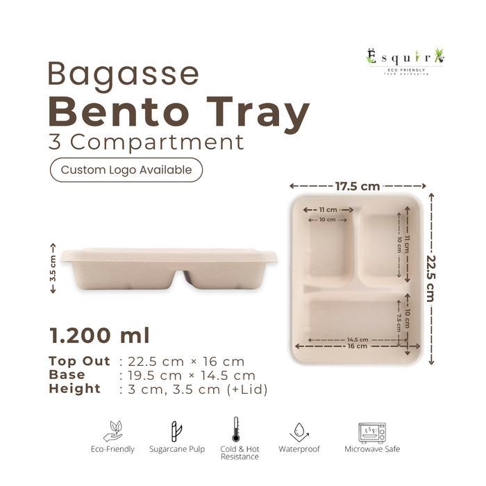Bagasse Bento Tray 3,4,5 Sekat / BTC3-1100 / BTC4-1200 / BTC5-1400