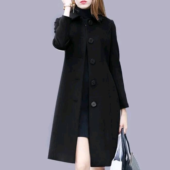 JAKET BLAZER LONG COAT WANITA KOREAN STYLE OUTER BASIC KATUN FLEECE PANJANG TEBAL CASUAL OVERSIZE JA