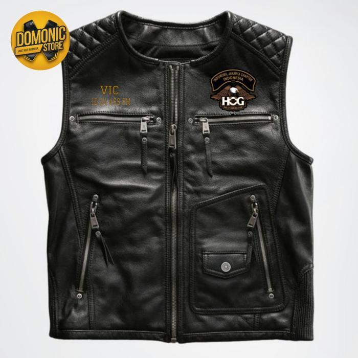 VEST KULIT HARLEY DAVIDSON ROMPI HOG MBI KUALITAS ORIGINAL - VEST TOURING JAKET KULIT SAPI ASLI