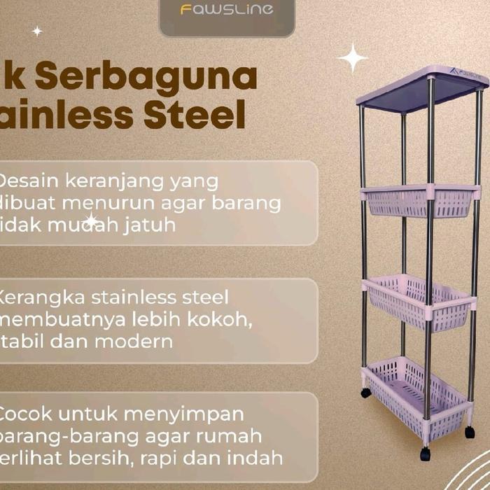 BERKUALITAS Rak Serbaguna Stainless Fawsline