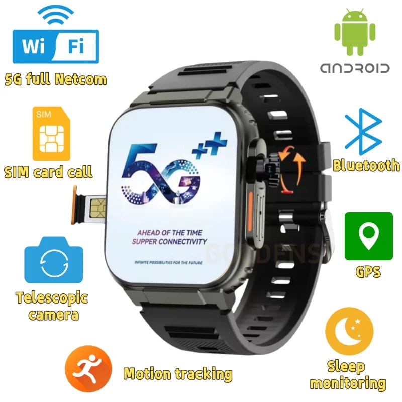 Microwear Ultra Ai3 Smartwatch: 4G SIM Card Android 2.2'' Amoled, AI Health Monitoring, 180 Rotary