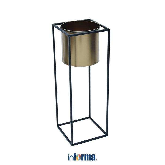 Informa Pot Tanaman Dengan Stand 70.5 cm - Gold Flower Pot Planter Bunga Wadah Tanam Pot Hias