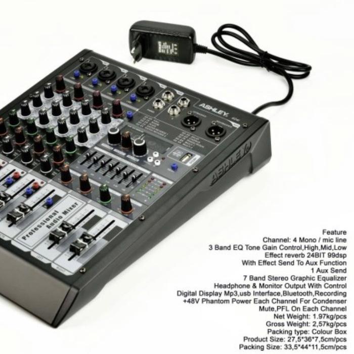 Mixer Audio ASHLEY 404i ORIGINAL 4 CHENNEL Equalizer Monitor Amplifier