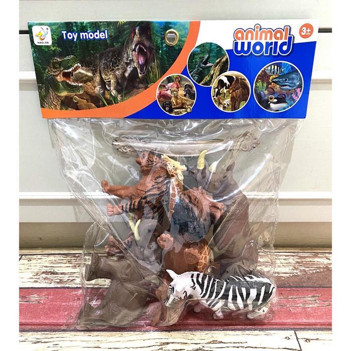 Mainan Miniatur Anak Hewan /Binatang/ Hewan-hewanan/ ANIMAL WORLD/ Terdiri Dari Zebra, Badak, Singa,