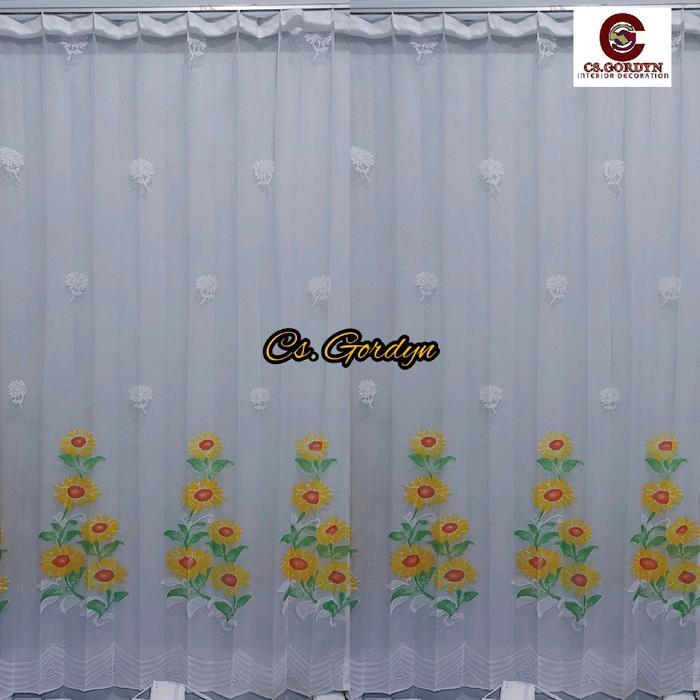 NW Gorden Vitrase Vitrace motif Bunga Matahari puring Gorden pintu Jendela minimalis