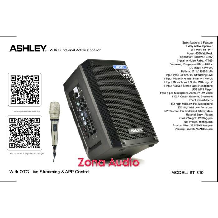 Premium Quality Speaker Portable Ashley St 810 8 Inch 450 Watt Aktif Multifungsi Speaker Usb