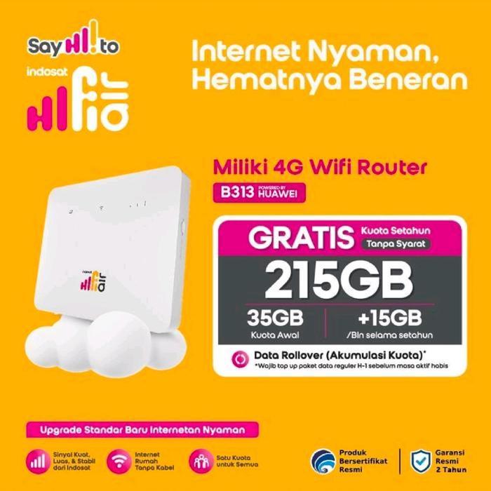 Indosat Modem Router Hifi Air B313 4G Lte Huawei Free Kuota 215Gb Chipset Asr1803 Lte Cat4