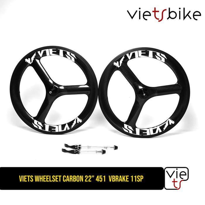 Terlariss VIETS Wheelset Carbon 22" 451 VBrake 11SP Black Glossy