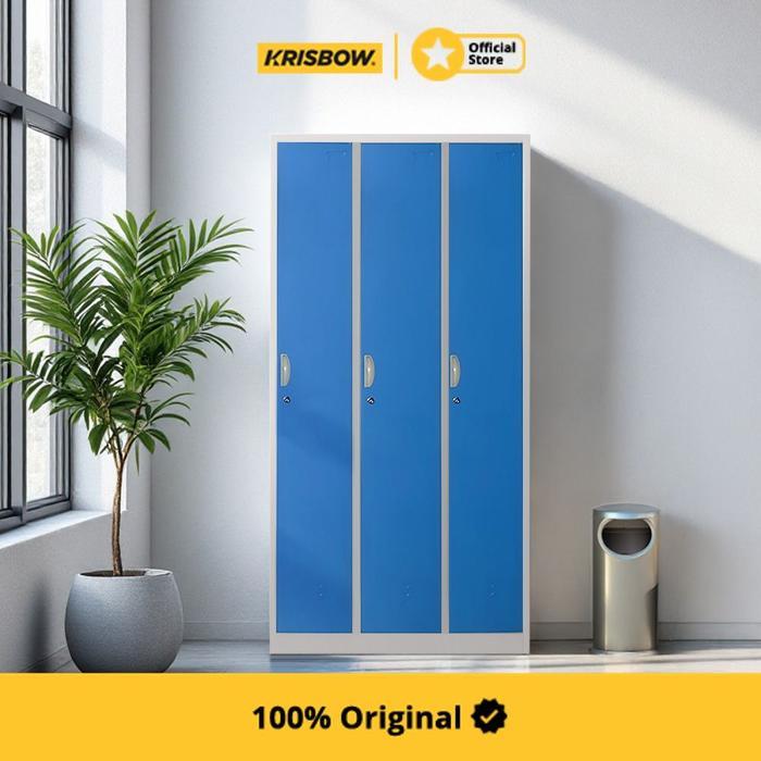 Krisbow Loker 3 Pintu Multi Column - Biru Lemari Loker Kabinet Locker Storage Pintu Locker Cabinet