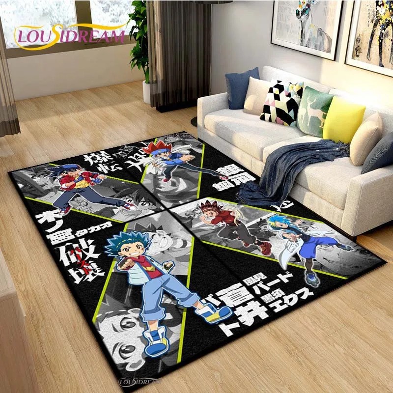 Beyblade Karpet Anime Kartun untuk Ruang Tamu Kamar Tidur Meja Kopi Karpet Area Yoga Keset Lantai Ta